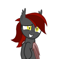 Size: 700x700 | Tagged: safe, artist:vito, deleted from derpibooru, imported from derpibooru, oc, oc only, oc:pull tab, bat pony, pony, /mlp/, adorkable, animated, cute, dancing, dork, grin, nervous, ponytail, simple background, smiling, solo, swinging