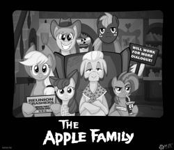 Size: 1383x1195 | Tagged: safe, artist:wolfjedisamuel, imported from derpibooru, apple bloom, applejack, babs seed, big macintosh, braeburn, granny smith, earth pony, pony, male, stallion, the addams family