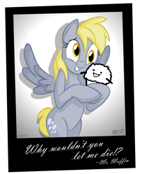 Size: 1595x1956 | Tagged: safe, artist:wolfjedisamuel, imported from derpibooru, derpy hooves, pegasus, pony, asdfmovie, asdfmovie7, female, mare, mr. muffin, muffin, solo, tomska
