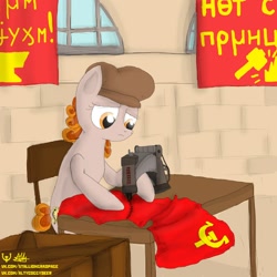 Size: 1024x1024 | Tagged: safe, artist:altycoggydeer, imported from derpibooru, communism, flag, poster, russia, russian, solo, soviet, soviet union, stalliongrad