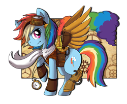 Size: 1169x960 | Tagged: safe, artist:pawbit, imported from derpibooru, rainbow dash, amputee, augmented, female, prosthetic limb, prosthetic wing, prosthetics, solo, steampunk