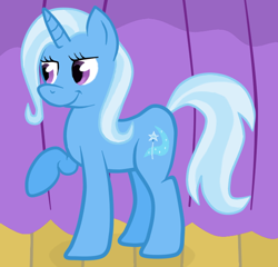 Size: 600x575 | Tagged: safe, artist:the smiling pony, imported from derpibooru, trixie, pony, unicorn, :t, female, mare, raised hoof, smiling, smirk, solo