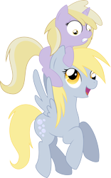 Size: 1989x3185 | Tagged: safe, artist:nazoth, imported from derpibooru, derpy hooves, dinky hooves, pegasus, pony, dinky riding derpy, female, mare, riding