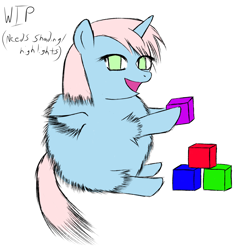 Size: 2000x2000 | Tagged: safe, artist:shadowfluff, imported from derpibooru, fluffy pony, blocks, fluffy pony original art, solo