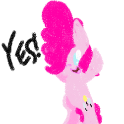 Size: 512x512 | Tagged: safe, artist:hattsy, imported from derpibooru, pinkie pie, pony, bipedal, crayon, female, solo