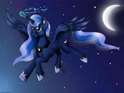 Size: 5941x4456 | Tagged: safe, artist:artyjoyful, imported from derpibooru, princess luna, absurd resolution, female, magic, moon, solo, space