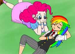 Size: 1256x892 | Tagged: safe, artist:asdf314159265, imported from derpibooru, pinkie pie, rainbow dash, human, duo, female, humanized, lesbian, light skin, necktie, pinkiedash, shipping, waistcoat