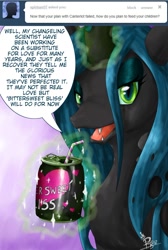 Size: 750x1115 | Tagged: safe, artist:chiibe, imported from derpibooru, queen chrysalis, changeling, ask the changeling queen, ask, soda, tumblr