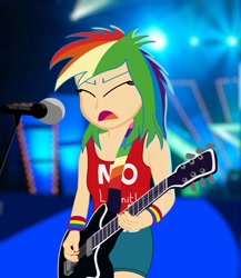 Size: 833x959 | Tagged: safe, artist:garretthegarret, imported from derpibooru, rainbow dash, equestria girls, electric guitar, female, guitar, human coloration, humanized, light skin, musical instrument, rock (music), rocker, solo