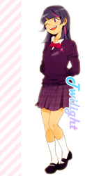 Size: 398x817 | Tagged: safe, artist:gayane03, imported from derpibooru, twilight sparkle, human, female, humanized, light skin, solo, wink