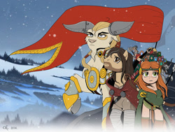 Size: 2627x1987 | Tagged: safe, artist:yula568, imported from derpibooru, alette, iver, ponified, rook, the banner saga