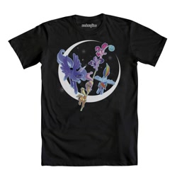 Size: 1000x1000 | Tagged: safe, imported from derpibooru, applejack, fluttershy, pinkie pie, princess luna, rainbow dash, twilight sparkle, alicorn, pony, clothes, crescent moon, female, mare, official, shirt, twilight sparkle (alicorn), welovefine