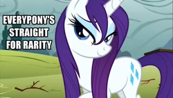 Size: 1280x720 | Tagged: safe, imported from derpibooru, rarity, everypony's straight for rarity, female, image macro, solo