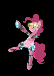 Size: 3600x5100 | Tagged: safe, artist:batonya12561, imported from derpibooru, pinkie pie, cyborg, female, grin, hmd, ponkbot, smiling, solo, underhoof, visor, wip