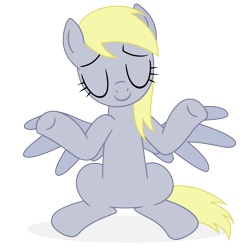 Size: 4000x4000 | Tagged: safe, artist:bluemeganium, imported from derpibooru, derpy hooves, pegasus, pony, rainbow falls, eyes closed, female, mare, shrug, simple background, solo, transparent background, vector, welcome back derpy