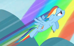 Size: 820x510 | Tagged: safe, imported from derpibooru, screencap, rainbow dash, pegasus, pony, rainbow falls, season 4, aerial relay, fast, female, flying, rainbow, solo, speed