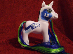 Size: 600x450 | Tagged: safe, artist:ladythesta, imported from derpibooru, 12th man, 12th mare, american football, custom, customized toy, irl, nfl, photo, seattle seahawks