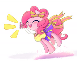 Size: 1850x1500 | Tagged: safe, artist:joyfulinsanity, imported from derpibooru, pinkie pie, earth pony, pony, rainbow falls, cheerleader, cheerleader pinkie, cute, diapinkes, female, megaphone, prehensile mane, skirt, solo