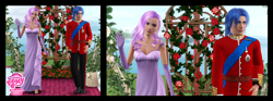 Size: 2304x861 | Tagged: safe, artist:tx-slade-xt, imported from derpibooru, princess cadance, shining armor, human, a canterlot wedding, humanized, light skin, the sims, the sims 3