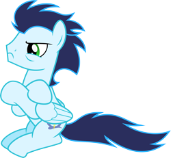 Size: 6482x6000 | Tagged: safe, artist:chainchomp2, imported from derpibooru, soarin', pegasus, pony, rainbow falls, absurd resolution, adventure in the comments, angry, crossed legs, male, simple background, sitting, solo, stallion, transparent background, vector