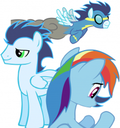 Size: 250x265 | Tagged: safe, imported from derpibooru, rainbow dash, soarin', fanfic, fanfic art, fanfic cover, female, male, shipping, simple background, soarindash, straight, vector, white background