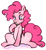 Size: 500x542 | Tagged: dead source, safe, artist:ghostier, imported from derpibooru, pinkie pie, cupcake, cute, diapinkes, eating, female, food, frosting, heart, simple background, sitting, solo, white background