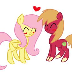 Size: 500x500 | Tagged: artist needed, source needed, safe, imported from derpibooru, big macintosh, fluttershy, earth pony, pony, blushing, fluttermac, heart, male, shipping, stallion, straight