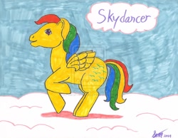 Size: 1024x794 | Tagged: safe, artist:sarafriendship, imported from derpibooru, skydancer, female, g1, solo, traditional art