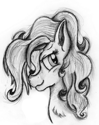Size: 1392x1768 | Tagged: safe, artist:ancientowl, imported from derpibooru, pinkie pie, female, monochrome, portrait, solo, traditional art