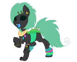 Size: 521x420 | Tagged: safe, artist:princessamity, imported from derpibooru, oc, oc only, changeling, 80s, accessories, accessory, bow, bracelet, braces, changeling oc, dancing, earring, green changeling, hairclip, key, leg warmers, necklace, pixel art, simple background, smiling, solo, transparent background, vector