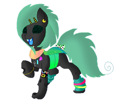 Size: 521x420 | Tagged: safe, artist:princessamity, imported from derpibooru, oc, oc only, changeling, 80s, accessories, accessory, bow, bracelet, braces, changeling oc, dancing, earring, green changeling, green eyes, hairclip, key, leg warmers, necklace, simple background, smiling, solo, transparent background, vector
