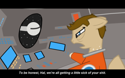 Size: 1440x900 | Tagged: safe, artist:rj-pilot, imported from derpibooru, pony, 2001: a space odyssey, david bowman, hal 9000, ponified, solo, vulgar