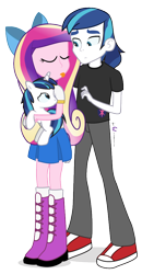 Size: 520x1000 | Tagged: safe, artist:dm29, imported from derpibooru, princess cadance, shining armor, pony, equestria girls, boots, colt, cute, equestria girls-ified, holding a pony, human ponidox, julian yeo is trying to murder us, pony pet, shoes, simple background, square crossover, tongue out, transparent background, trio