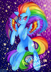 Size: 1000x1400 | Tagged: safe, artist:polkadotzombie, imported from derpibooru, rainbow dash, colored wings, female, multicolored wings, rainbow power, rainbow wings, solo