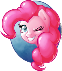 Size: 600x684 | Tagged: safe, artist:kelisah, imported from derpibooru, pinkie pie, female, portrait, solo, wink