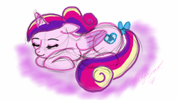 Size: 1280x720 | Tagged: safe, artist:kuromi, imported from derpibooru, princess cadance, female, sleeping, solo, teen princess cadance, tumblr