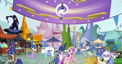 Size: 1920x1010 | Tagged: safe, imported from derpibooru, screencap, princess cadance, star swirl the bearded, twilight sparkle, alicorn, pony, three's a crowd, cosplay, female, mare, sisters-in-law, twilight sparkle (alicorn)