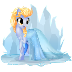 Size: 1024x1024 | Tagged: safe, artist:lolepopenon, imported from derpibooru, derpy hooves, pegasus, pony, alternate hairstyle, clothes, dress, elsa, female, frozen (movie), mare, simple background, solo, transparent background