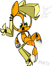 Size: 1979x2478 | Tagged: safe, artist:mushroomcookiebear, imported from derpibooru, applejack, robot, female, simple background, solo