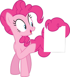 Size: 5646x6194 | Tagged: safe, artist:masem, imported from derpibooru, pinkie pie, three's a crowd, absurd resolution, female, paper, prehensile tail, simple background, solo, tail hold, transparent background, vector