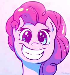 Size: 866x922 | Tagged: dead source, safe, artist:danfango, imported from derpibooru, pinkie pie, pony, adorkable, big grin, bust, cute, diapinkes, dork, female, grin, head only, looking at you, mare, portrait, smiling, solo