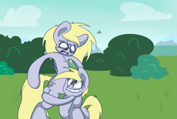 Size: 993x666 | Tagged: safe, artist:extradan, imported from derpibooru, derpy hooves, oc, oc:jerky hooves, pegasus, pony, female, mare