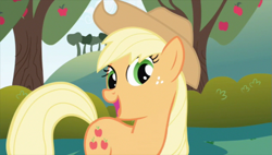 Size: 843x480 | Tagged: safe, imported from derpibooru, screencap, applejack, friendship is magic, female, solo