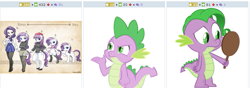 Size: 769x272 | Tagged: safe, imported from derpibooru, rarity, spike, derpibooru, exploitable meme, juxtaposition, juxtaposition win, meme, meta