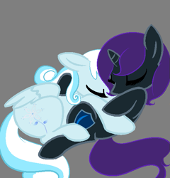 Size: 553x577 | Tagged: safe, artist:samajami, imported from derpibooru, oc, oc only, oc:nyx, oc:snowdrop, alicorn, pony, alicorn oc, cuddling, female, lesbian, shipping, snownyx, snuggling