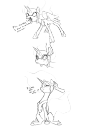 Size: 2977x4368 | Tagged: safe, artist:nohooves, imported from derpibooru, nightmare moon, comic, cute, ear scratch, female, nicemare moon, sketch, solo