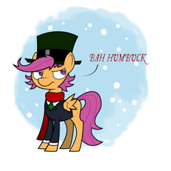 Size: 1500x1500 | Tagged: safe, artist:citrusking46, imported from derpibooru, scootaloo, a christmas carol, ebenezer scrooge, female, solo