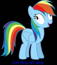 Size: 873x996 | Tagged: safe, imported from derpibooru, rainbow dash, derp, female, meme, solo