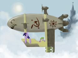 Size: 3745x2780 | Tagged: safe, artist:kutejnikov, imported from derpibooru, spike, twilight sparkle, airship, command and conquer, crossover, kirov airship, red alert