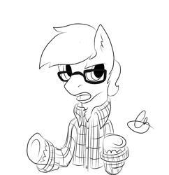 Size: 1800x1861 | Tagged: safe, artist:mrrowboat, imported from derpibooru, hank green, monochrome, ponified, solo